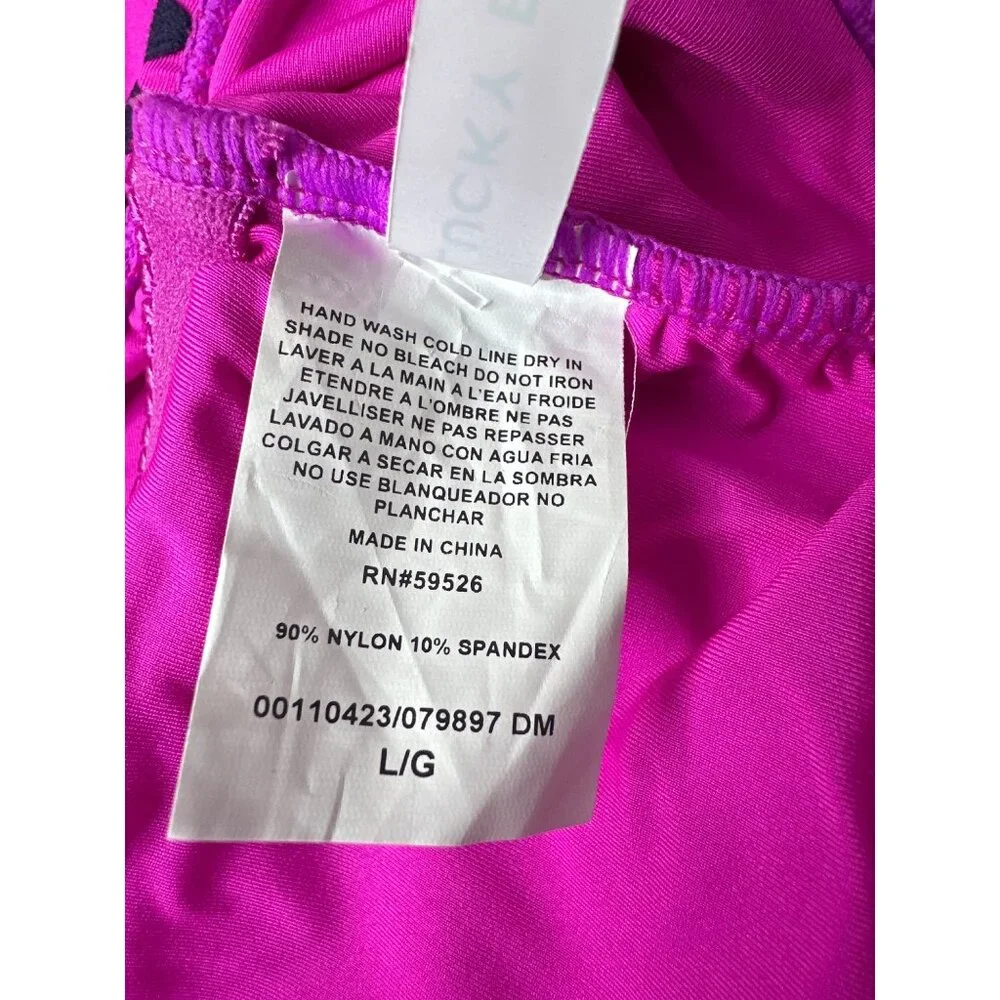 Lucky Brand Womens Pink Black Lace Trim One-Piece Swimsuit Large Nylon Blend - Picture 4 of 5